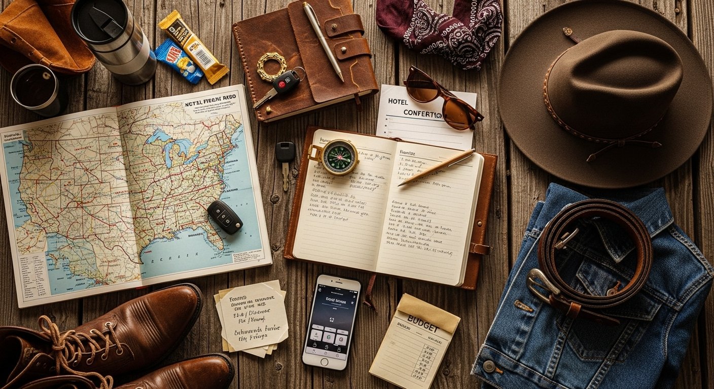 Western road trip planning preparation travel essentials cowboy core adventure planning authentic gear