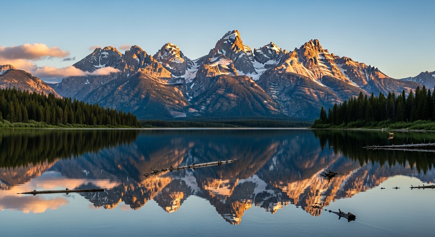 Yellowstone Grand Teton national park mountain reflection Jenny Lake western road trip Wyoming